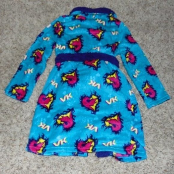 *Disney Descendants Robe sz 8 Blue Fleece Long Sleeve Belted Bath Winter Girls - Picture 6 of 6